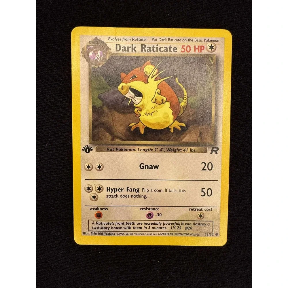 Dark Raticate 1st edition Rocket 50 HP Pokemon Card‎ 51/82